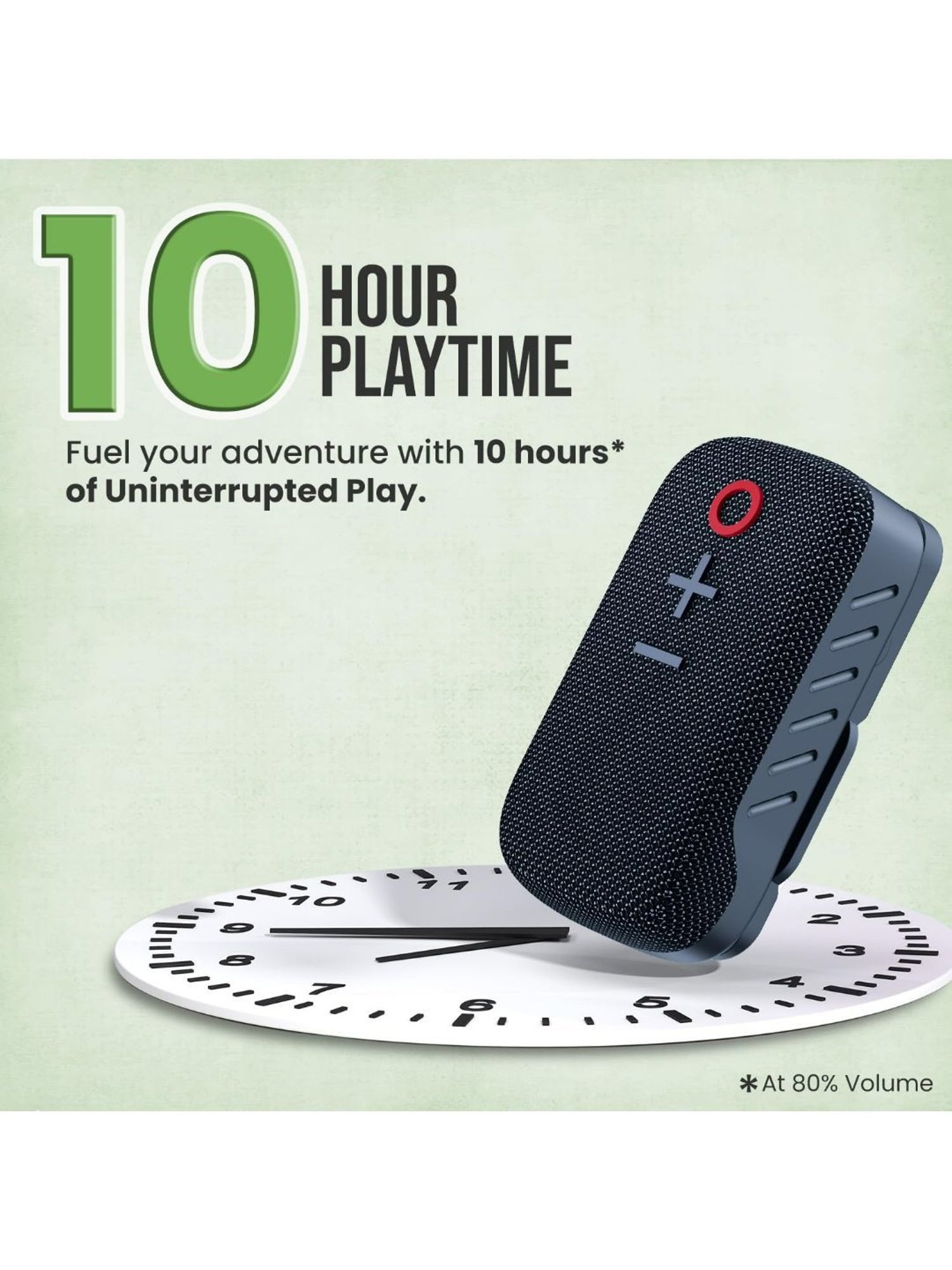 Portronics Talk Three Wearable Bluetooth Speaker with Mic, 10Hours Playtime (Black)