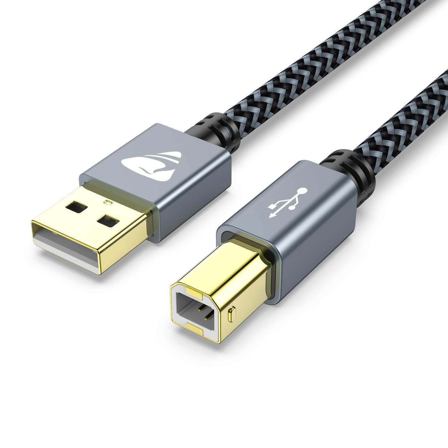 USB Printer Cable 10FT Printer Cord USB 2.0 A-Male to B-Male Nylon Braided High Speed Scanner Cable Compatible with HP Brother Dell Canon Lexmark Xerox Samsungetc