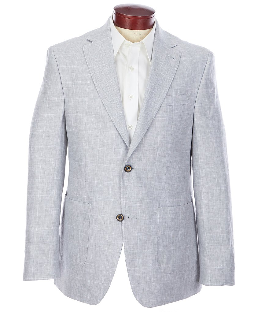 Murano Slim-Fit Windowpane Baird McNutt Linen Suit Separates Blazer