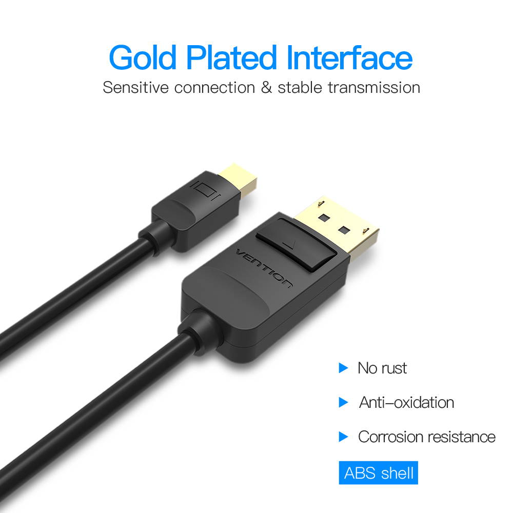 Vention Mini DisplayPort to DisplayPort Cable,Mini DP(Thunderbolt Compatible) to DP Adapter Male to Male Gold-Plated Cord Compatible for MacBook,Surface Pro, Dell,Lenovo and more
