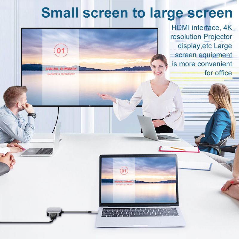 Type-C to HDMI+VGA Converter Type-C Hub Docking Station 4K Laptop Adapter Cable HDMI 4K@30HZ,VGA 1080P@60Hz for Laptop Mobile Phone