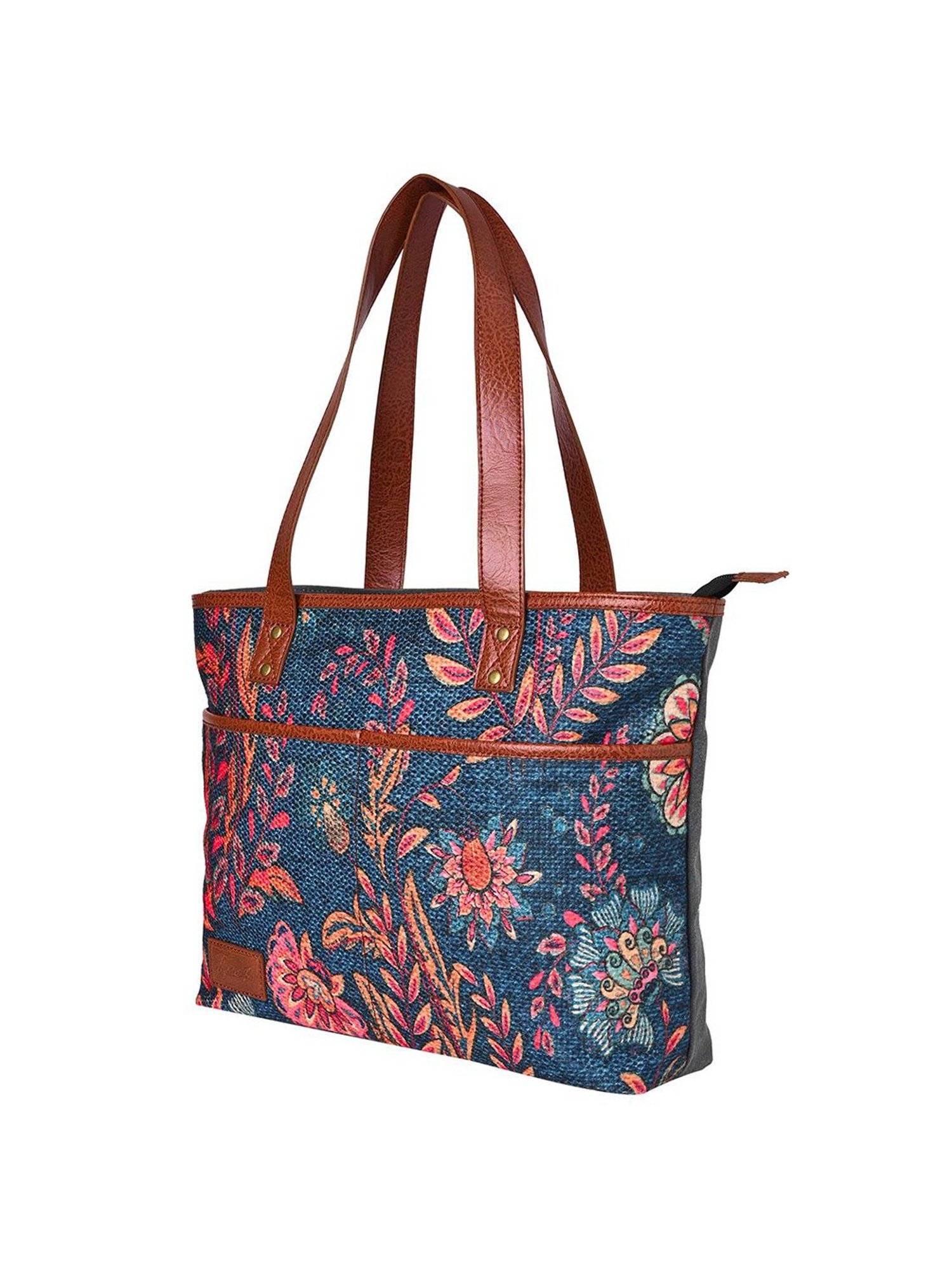 Mona B Amelia Blue Printed Large Laptop Tote Handbag