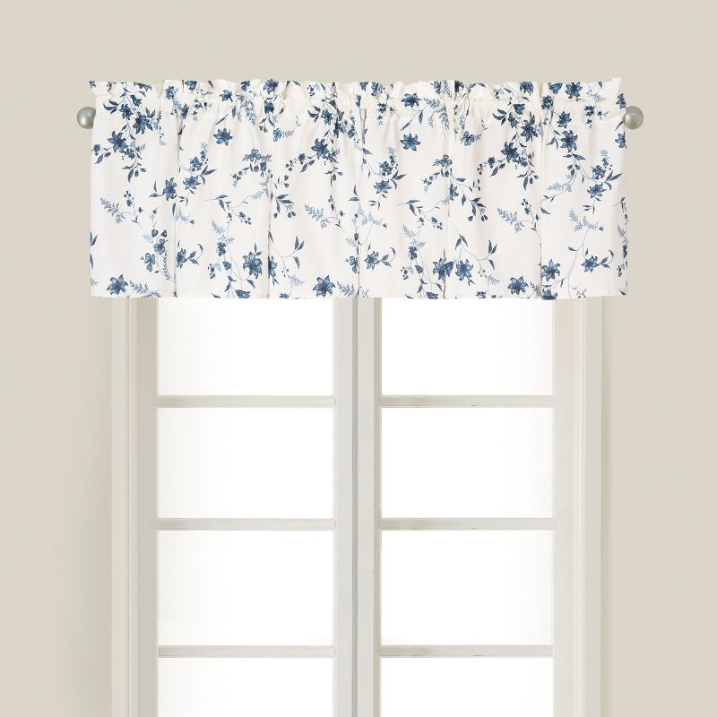 C&F Home Sarah White Floral Cotton Valance Window Treatment Set of 2
