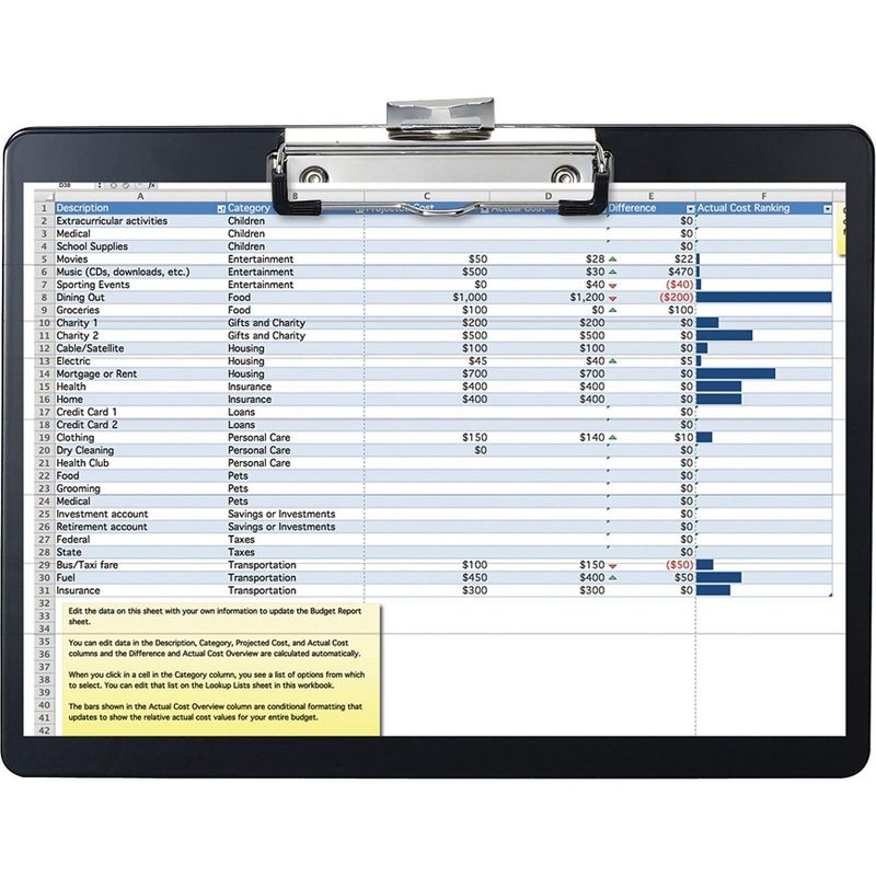 Officemate Recycled Plastic Landscape Clipboard 1/2" Capacity Black 83050