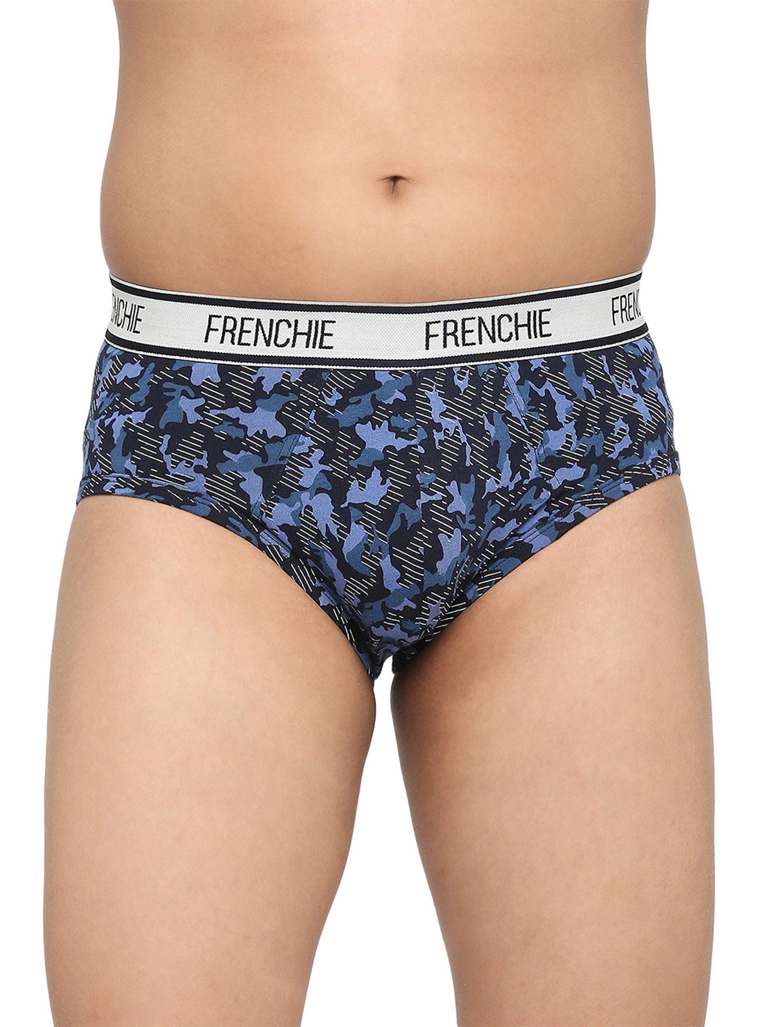 Frenchie Kids Navy & Green Camouflage Briefs (Pack Of 2)