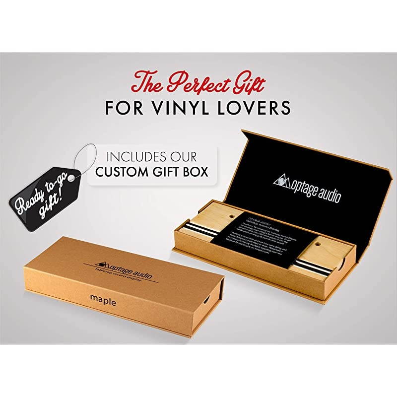 Tabletop Record Display Now Playing Vinyl Record Stand Modern Attractive Sculpted Hardwood Stainless Steel Holds Thick 2X Gatefold LPs Securely Maple