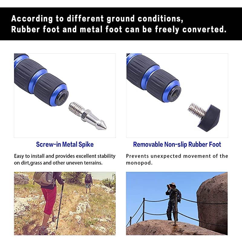 65-inch Aluminium Camera Unipod Monopod with Base Tripod Compatible for Canon Nikon Sony Panasonic DSLR