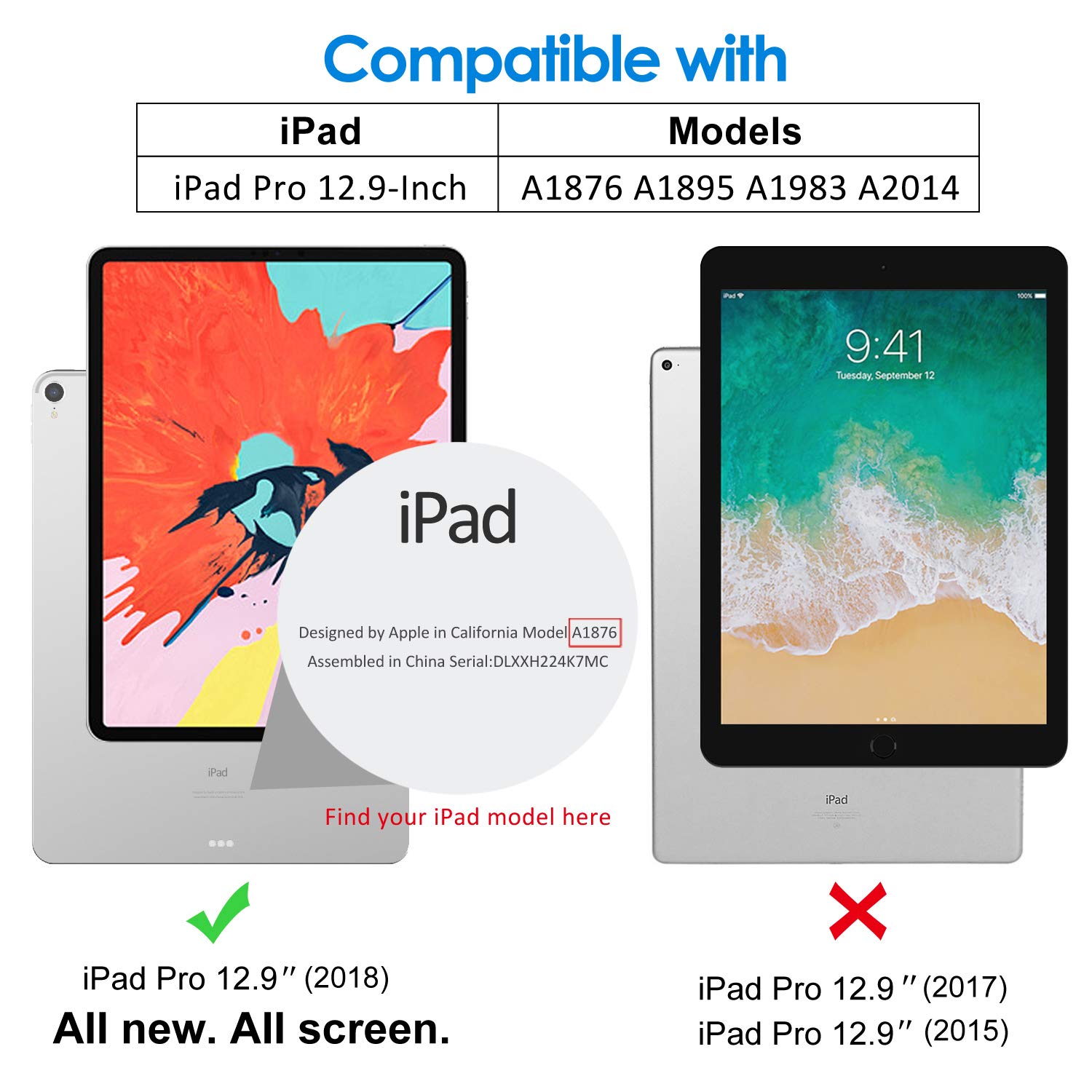 JETech Magnetic Case for Apple iPad Pro 12.9 Inch 2018 Model (NOT for 2020 Model), Support Apple Pencil 2nd Generation Charging, Magnetic Attachment, Cover with Auto Wake/Sleep