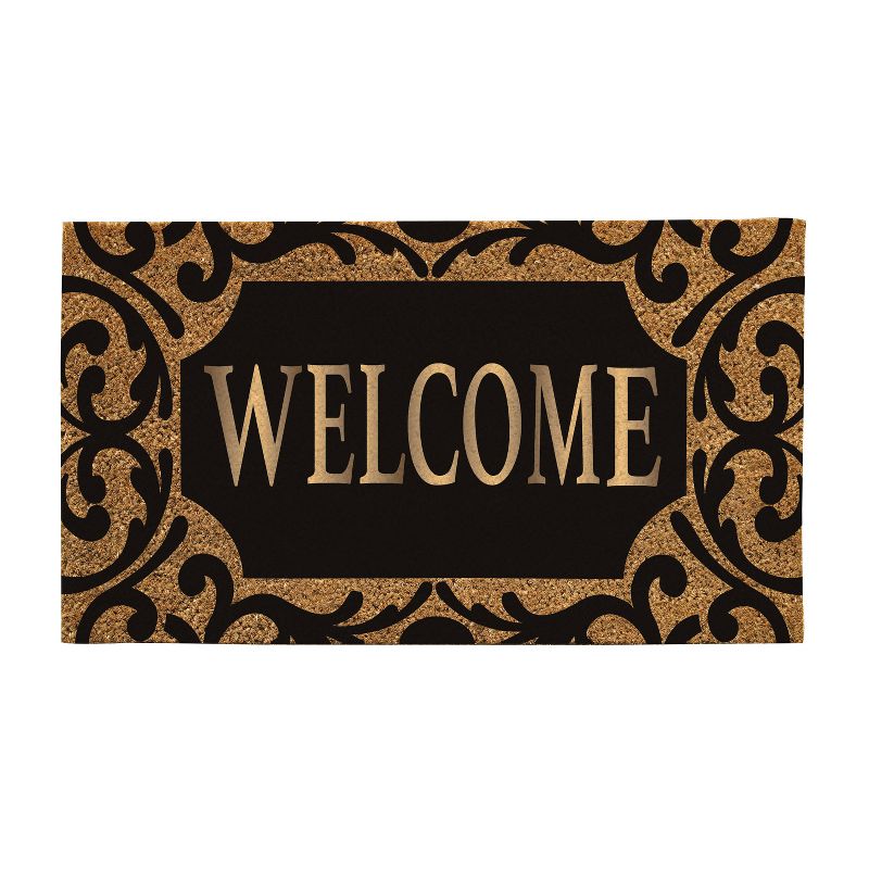 Evergreen Flag Cambridge Welcome Burlap Sassafras Switch Mat - 22" Long x 10" High