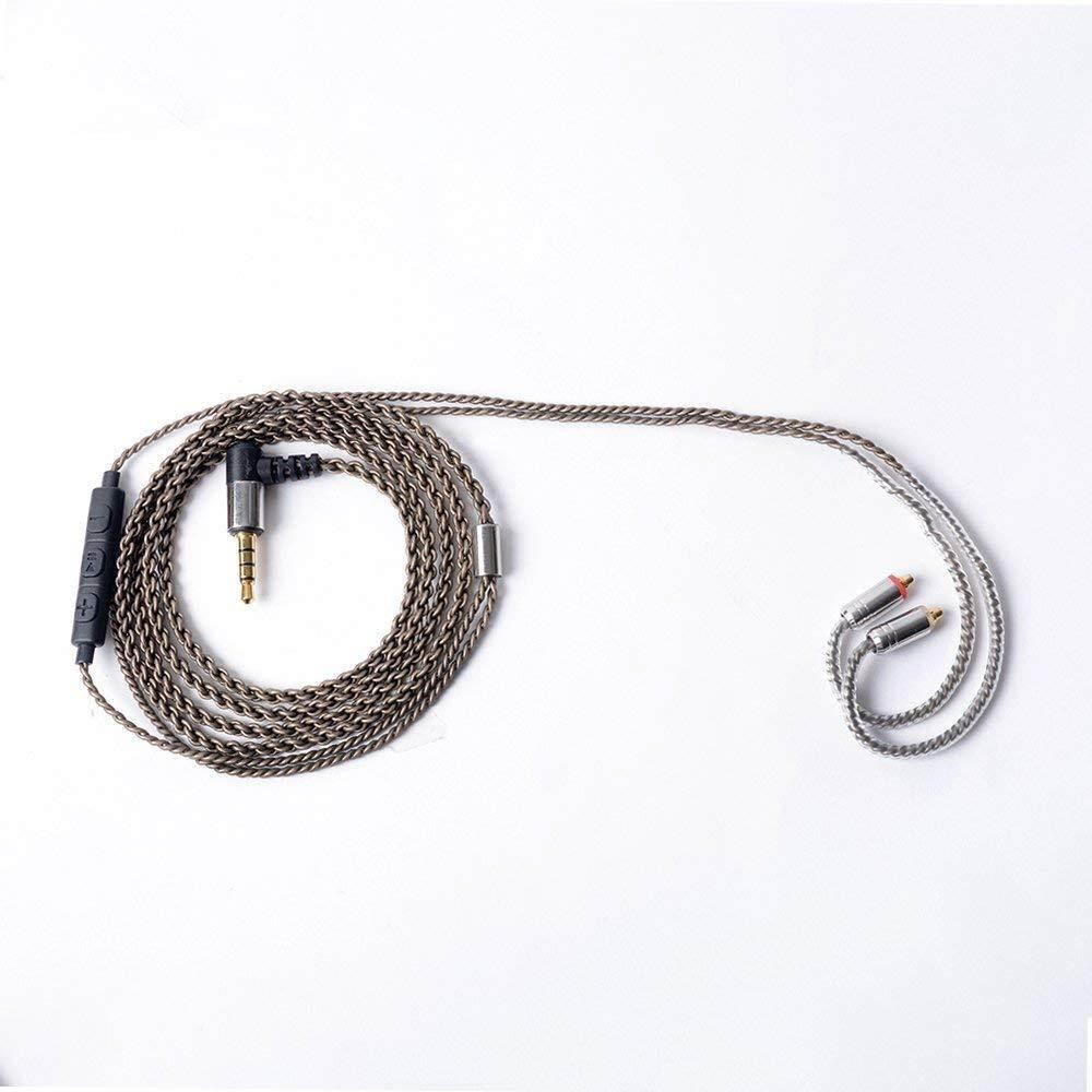 Hellodigi Upgrade Earphone Cable,4Core 5N Sliver Plated Copper Replacement Upgrade Wired,Detachable MMCX Cable for Shure SE215 SE315 SE425 SE535 UE900 Headphones(Coffee With Mic)