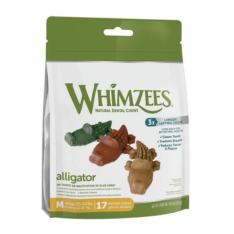 WHIMZEES Gator Value Bag Medium Dental Dog Treats - 18.0oz