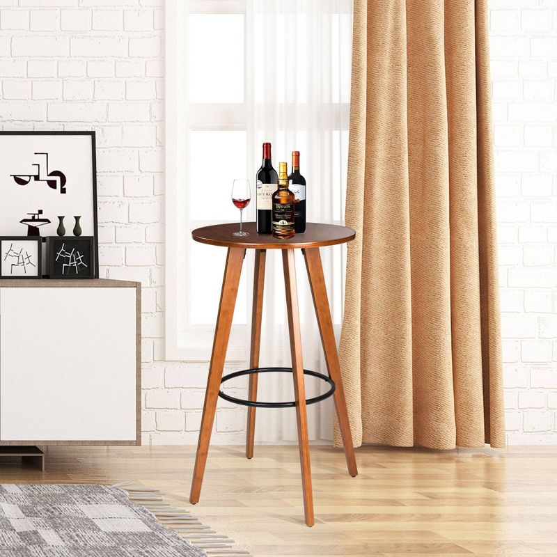 Bamboo Round Bar Table Brown - Glitzhome
