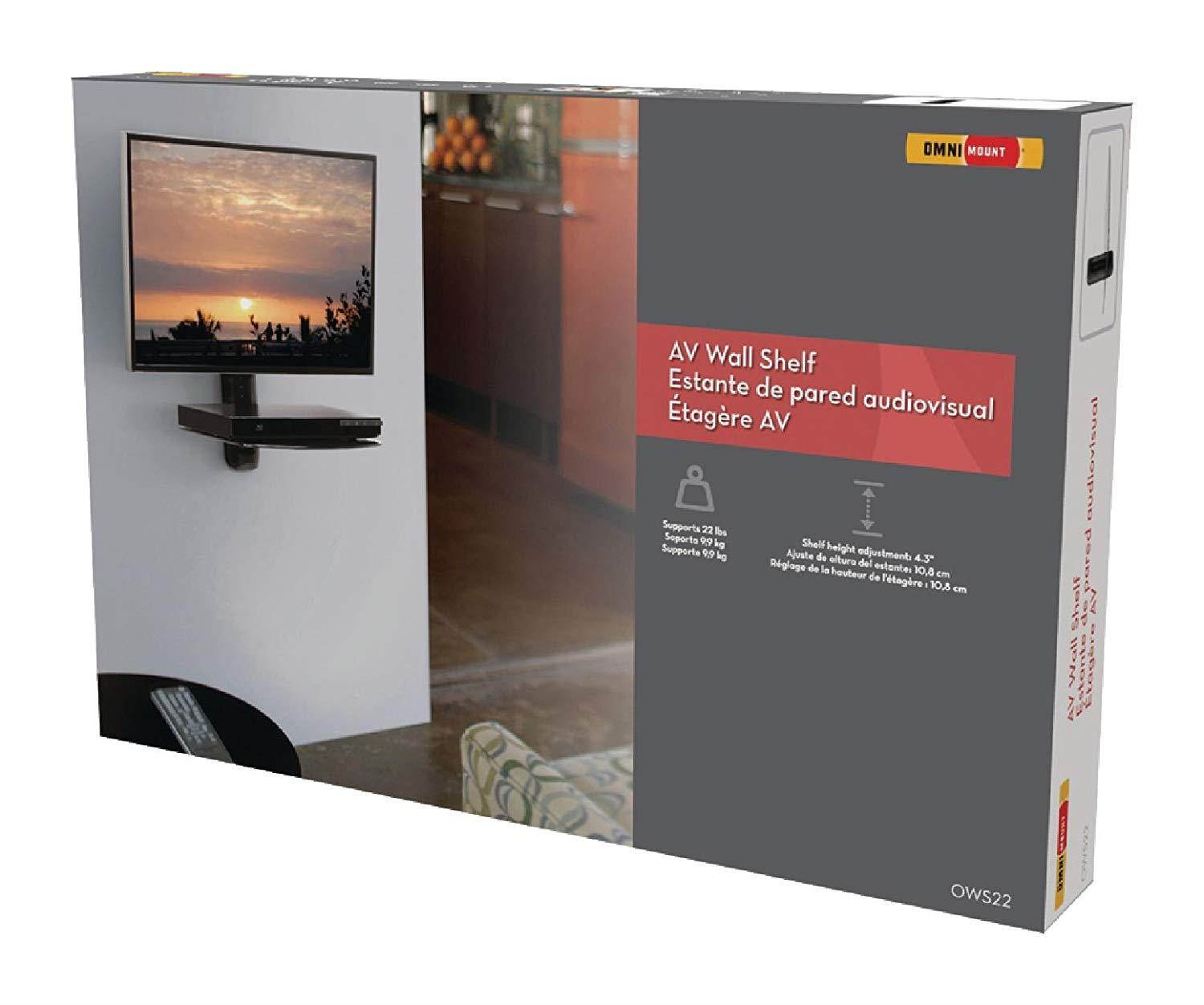 OmniMount OWS22 Single Shelf AV Wall Mount, 16-42 Inches