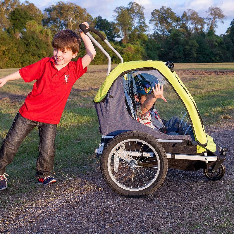 Cyclic Double 2 Seat Kids' Bike Trailer - Gray/Green