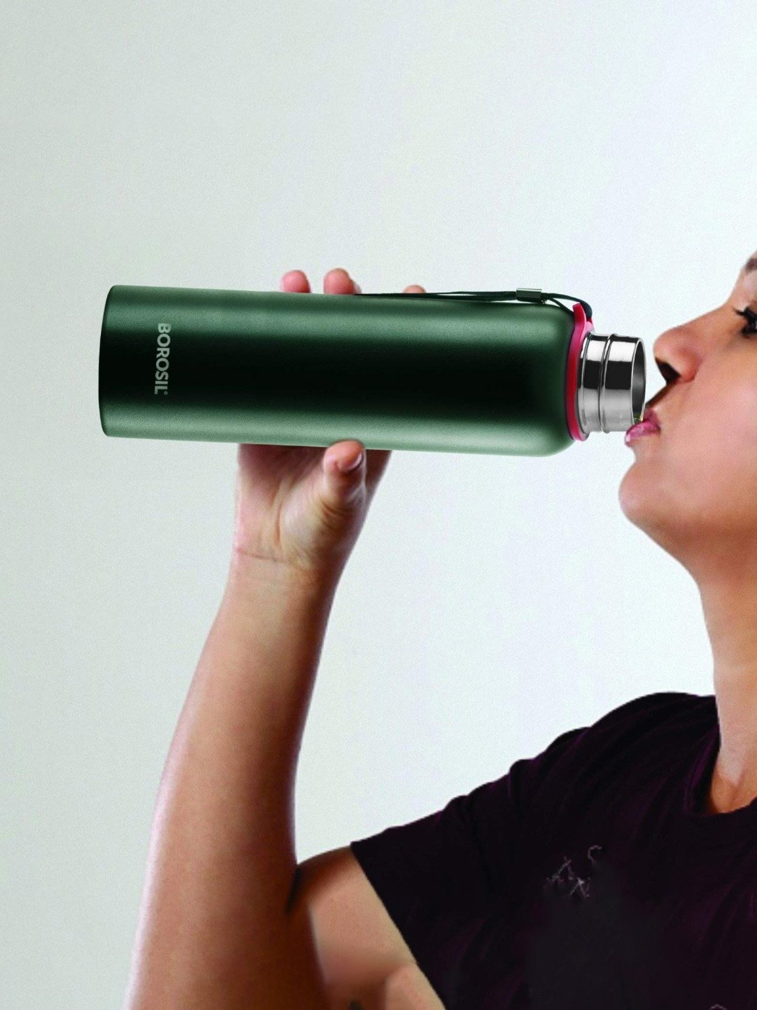 Borosil Green Stainless Steel Double Wall Vaccum Insulated Water Bottles (850ml)