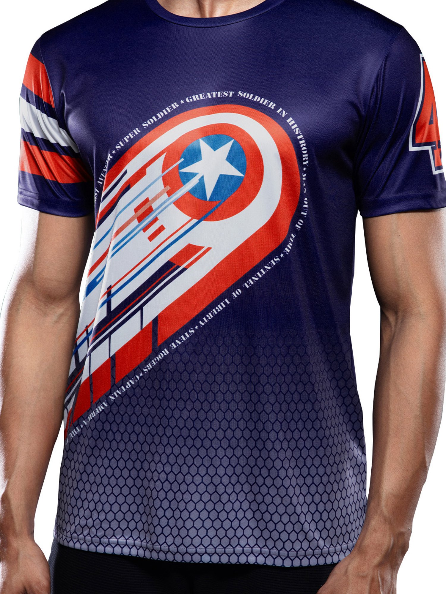 The Souled Store Dark Blue Captain America Shield Print T-Shirt
