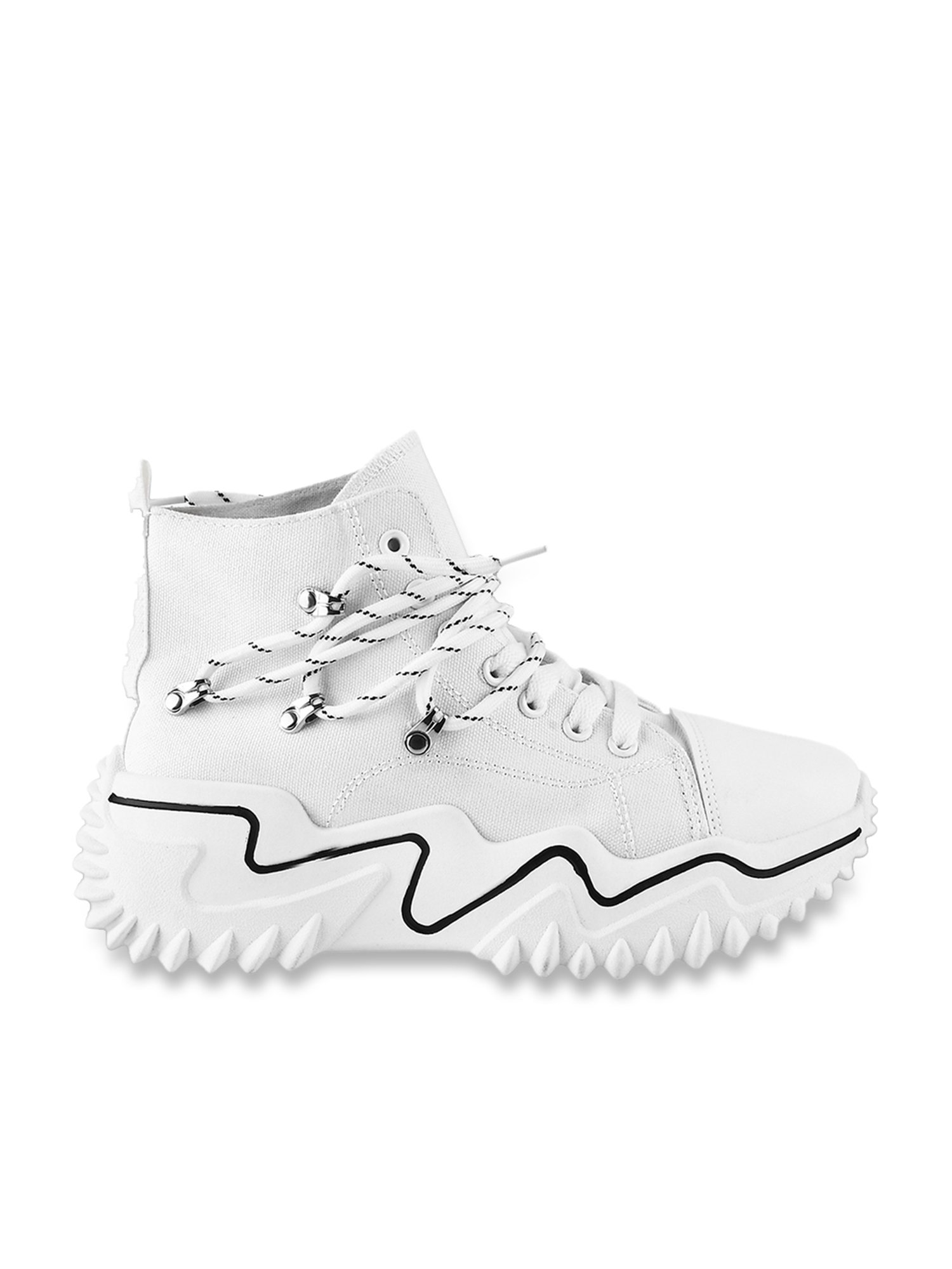 The White Pole Women's White Ankle High Sneakers