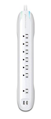 360 electrical 360321 idealist2.4 surge protector, 7 outlets + sliding covers, 6 power cord