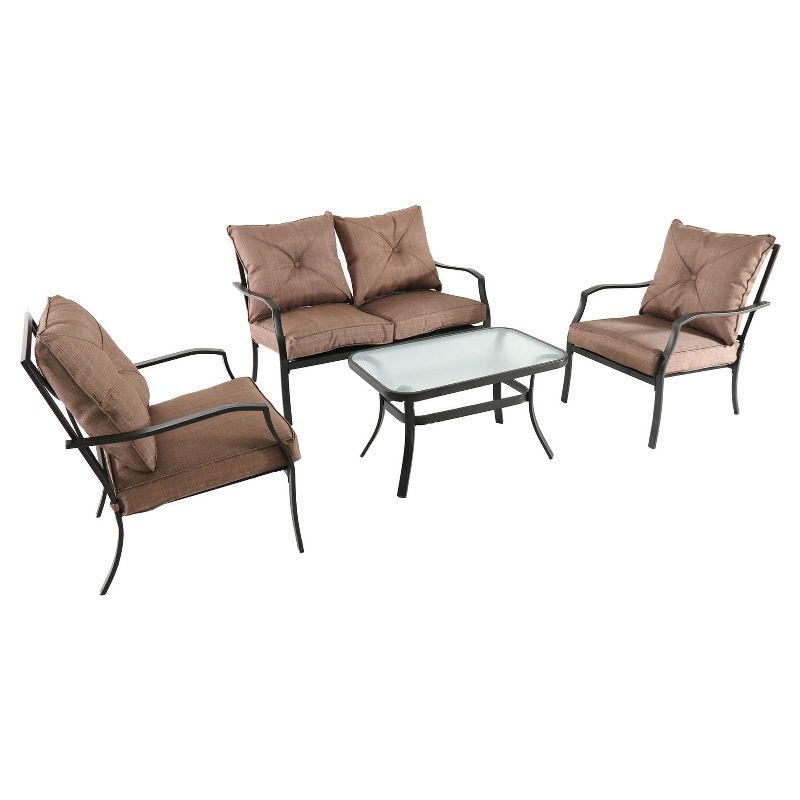 Crawford 4pc Metal Patio Chat Set - Tan