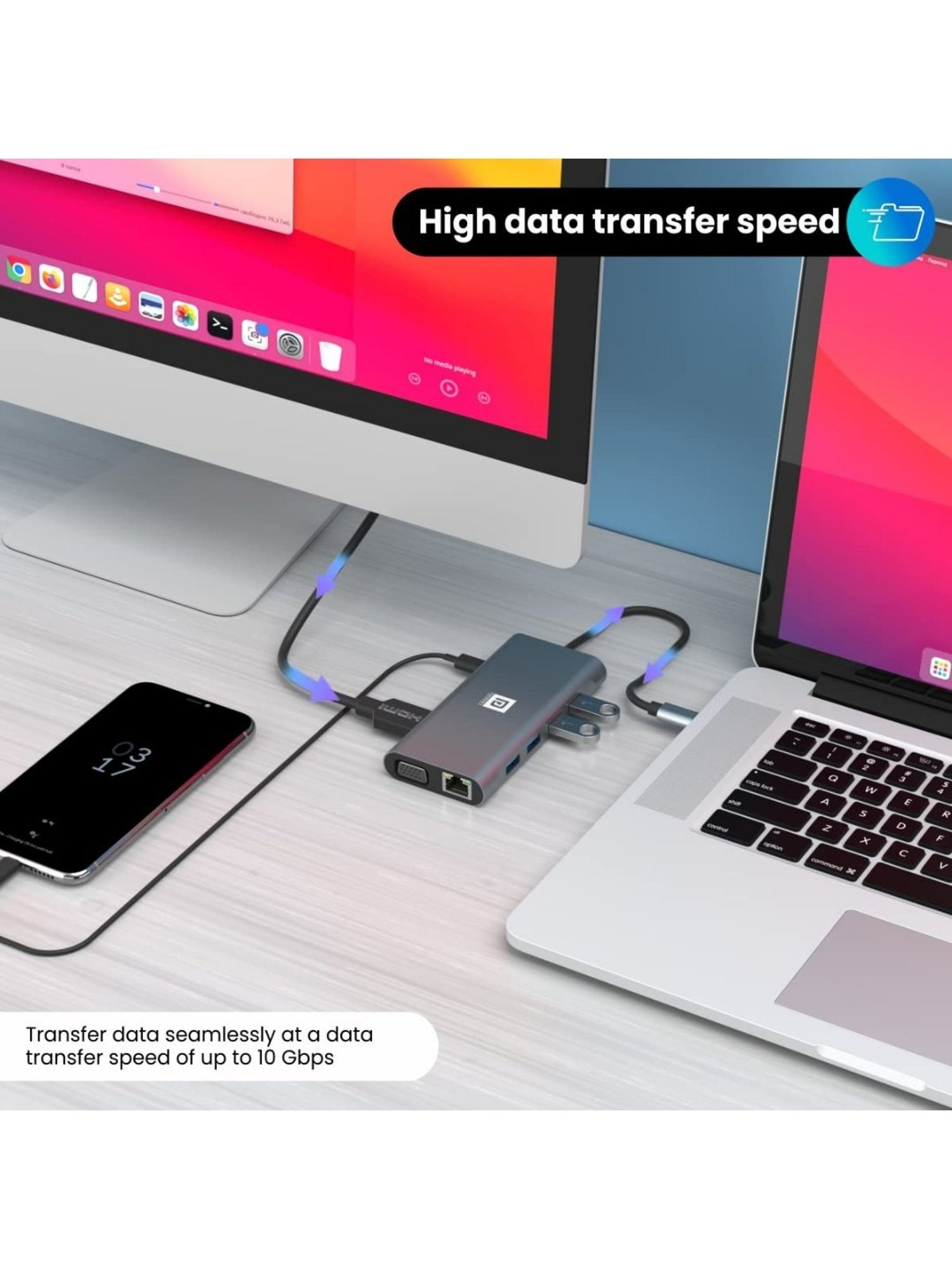 Portronics Mport 11C 11-In-1 Multiport USB Type C HUB with USB C PD Charging (Grey)