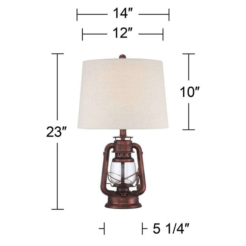 Franklin Iron Works Murphy Red Bronze Miner Lantern Table Lamp with Table Top Dimmer