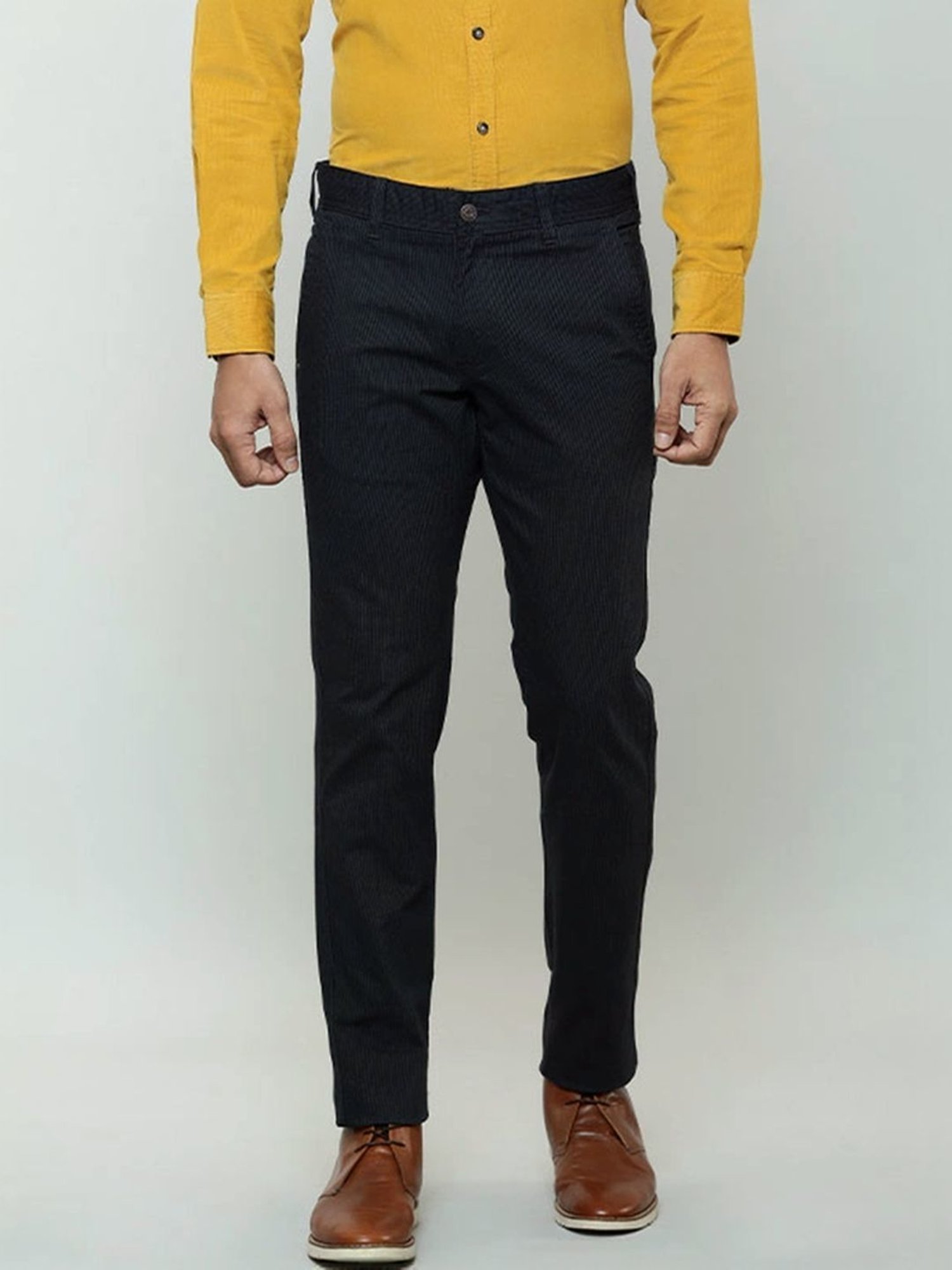 Indian Terrain Gasoline Slim Fit Texture Trousers