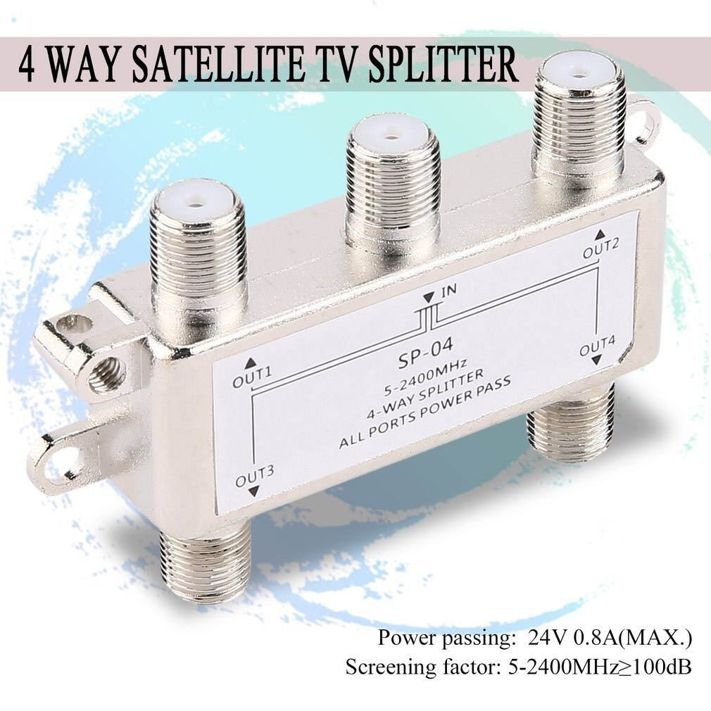 4 Way 4 Channel Satellite/Antenna/Cable TV Splitter Distributor 5-2400MHz F Type SP-04 Booster Splitter Home Tv Equipments