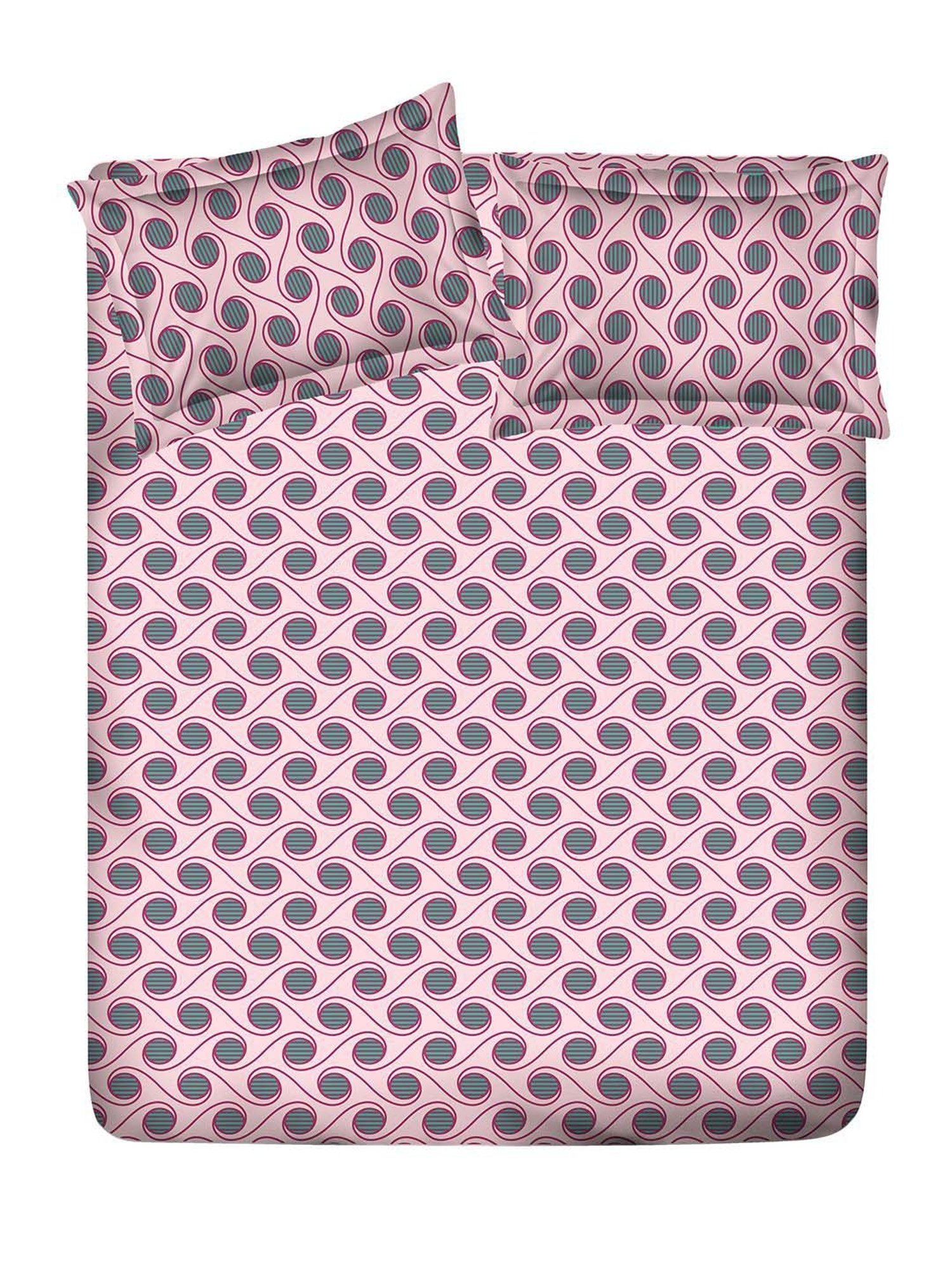 Layers Firenze Pink Cotton 140 TC Double Size Bed Sheet with Pillow Cover