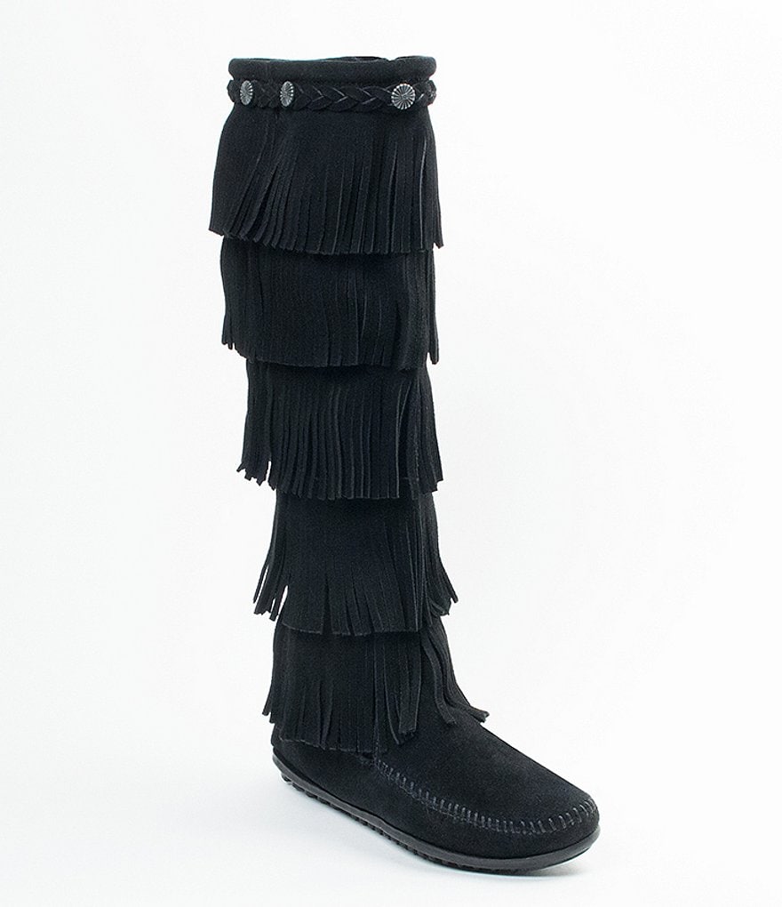 Minnetonka 5-Layer Fringe Suede Boots