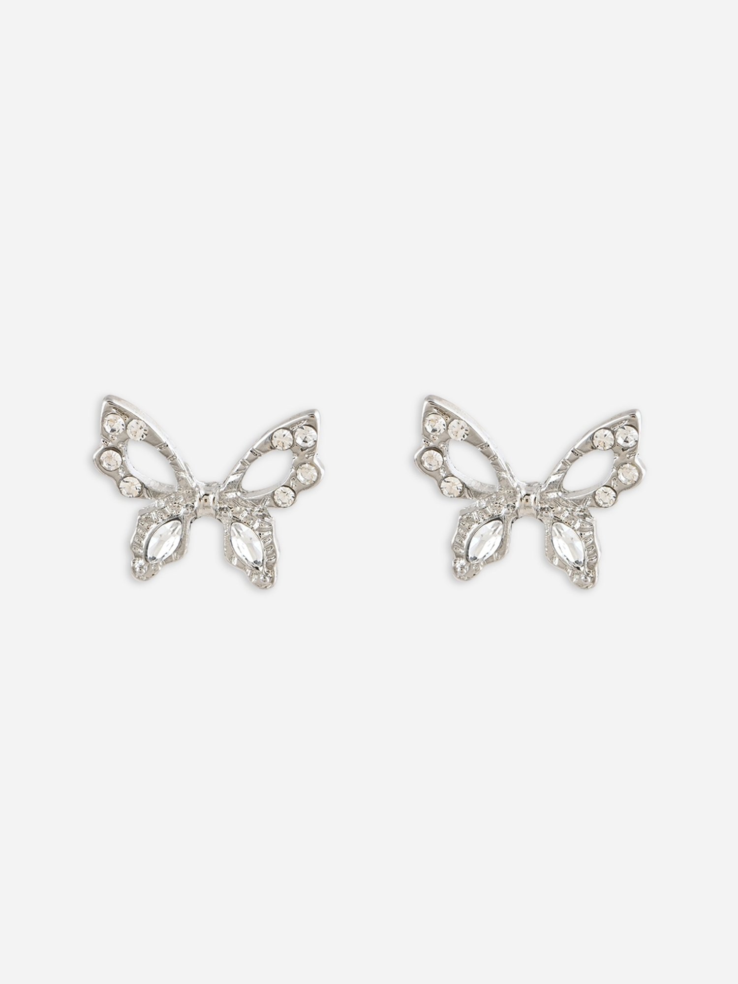 ToniQ Silver Plated CZ Bufferfly pearl Studs Earrings for Women