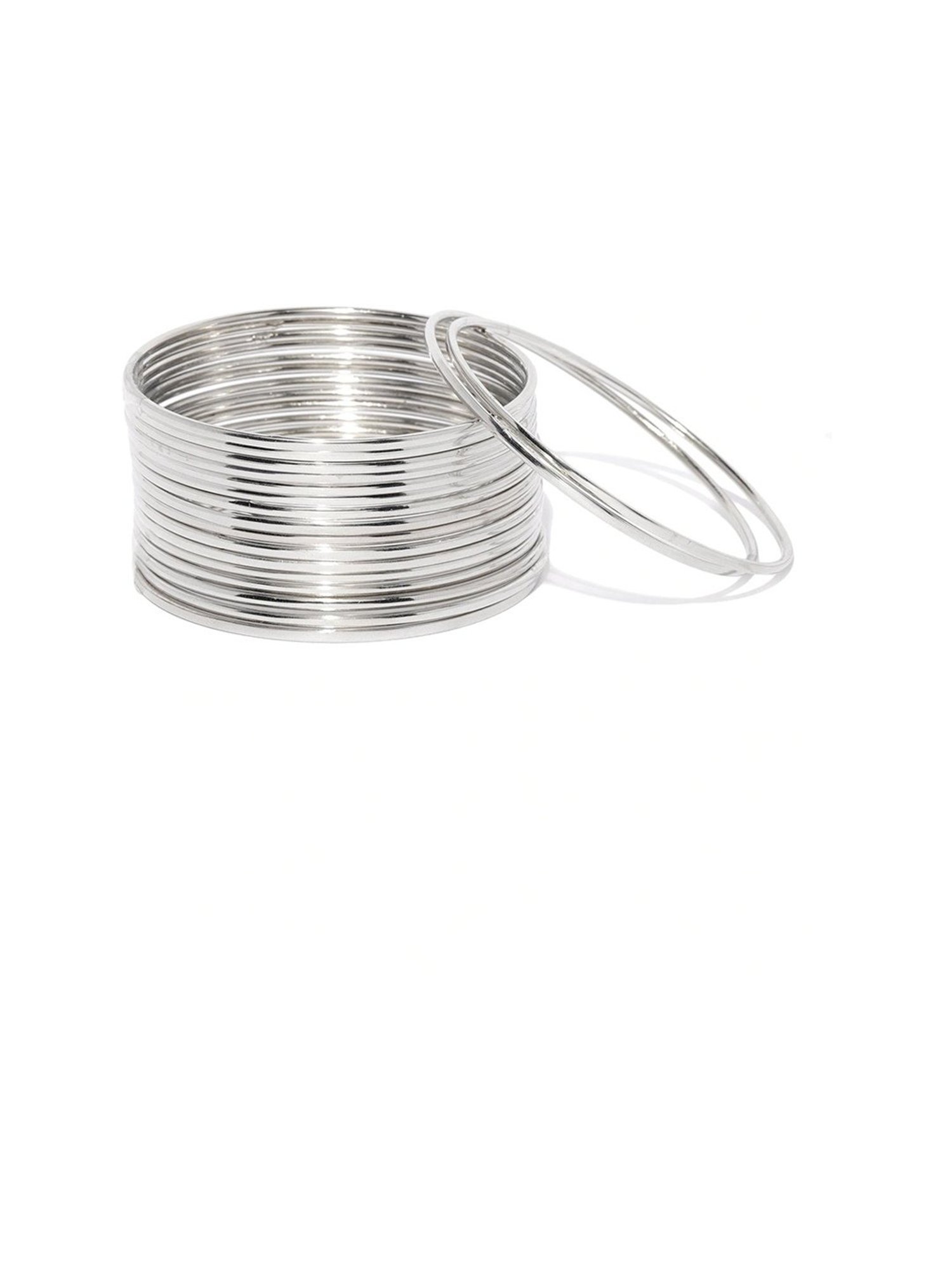 ToniQ Silver-Plated Metal Classic Bangle - Set Of 18