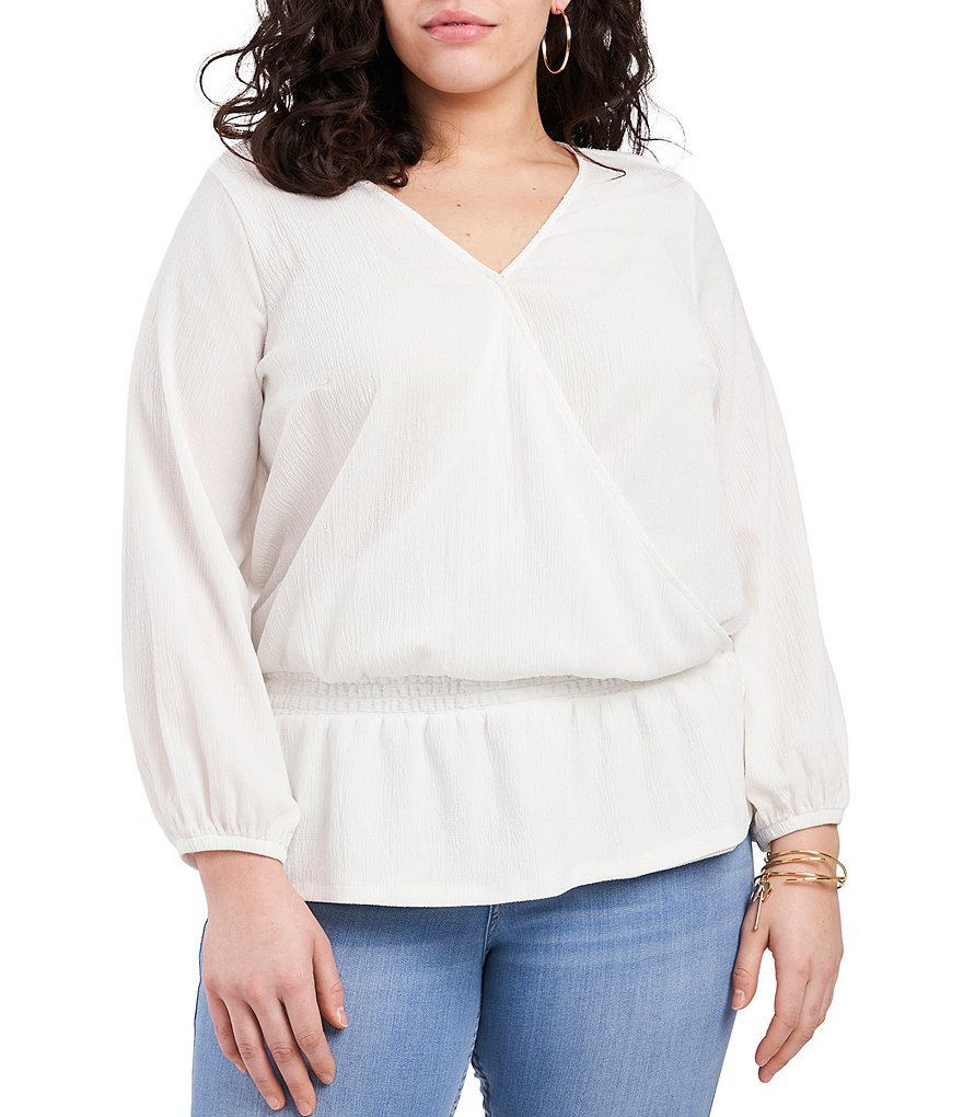 Vince Camuto Plus Size V-Neck Long Sleeve Cross Front Knit Top