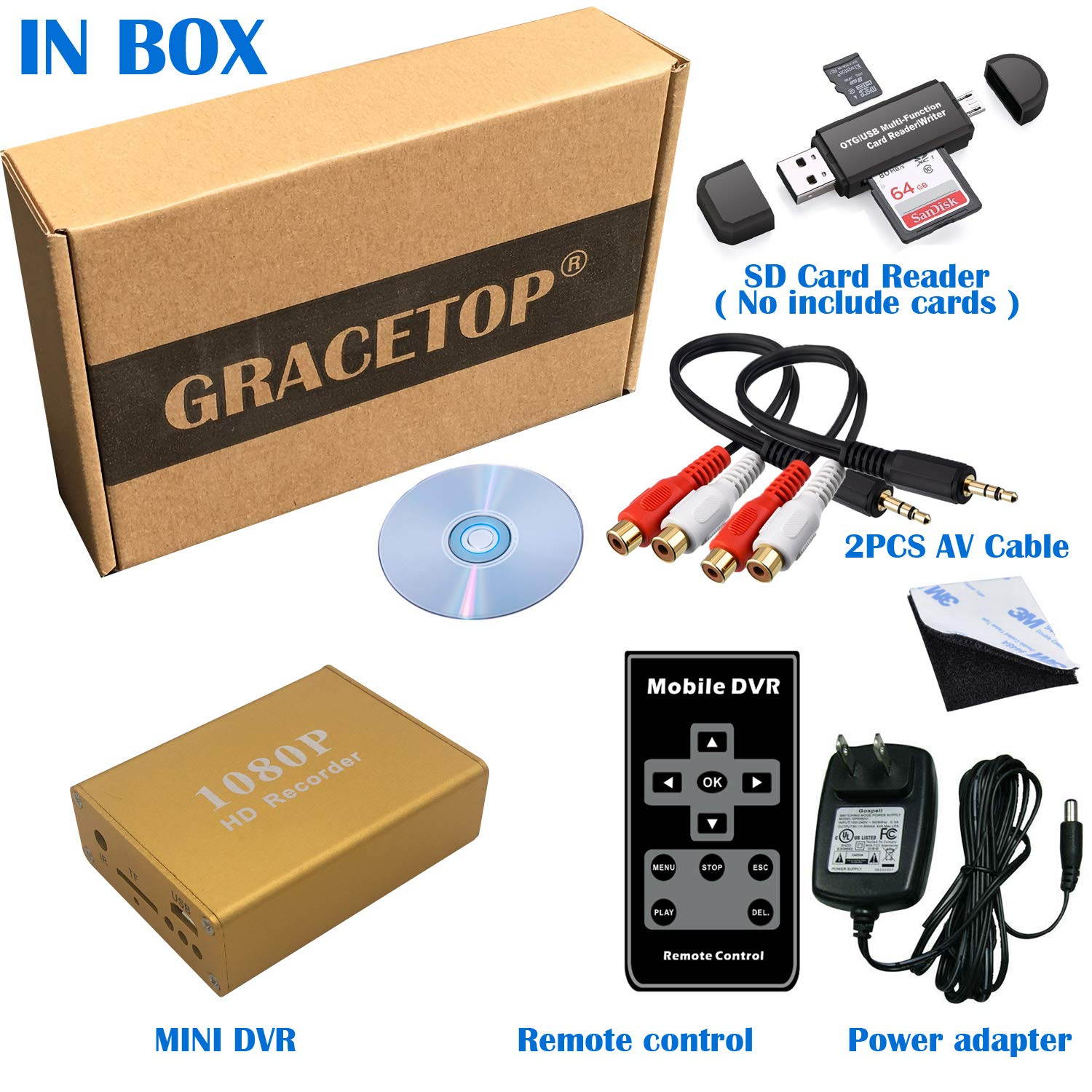 Car Security Mini DVR Support MAX 128G TF Card AHD 1080P Camera Video Recorder for FPV and Vehicle H.264 Video 1 CH
