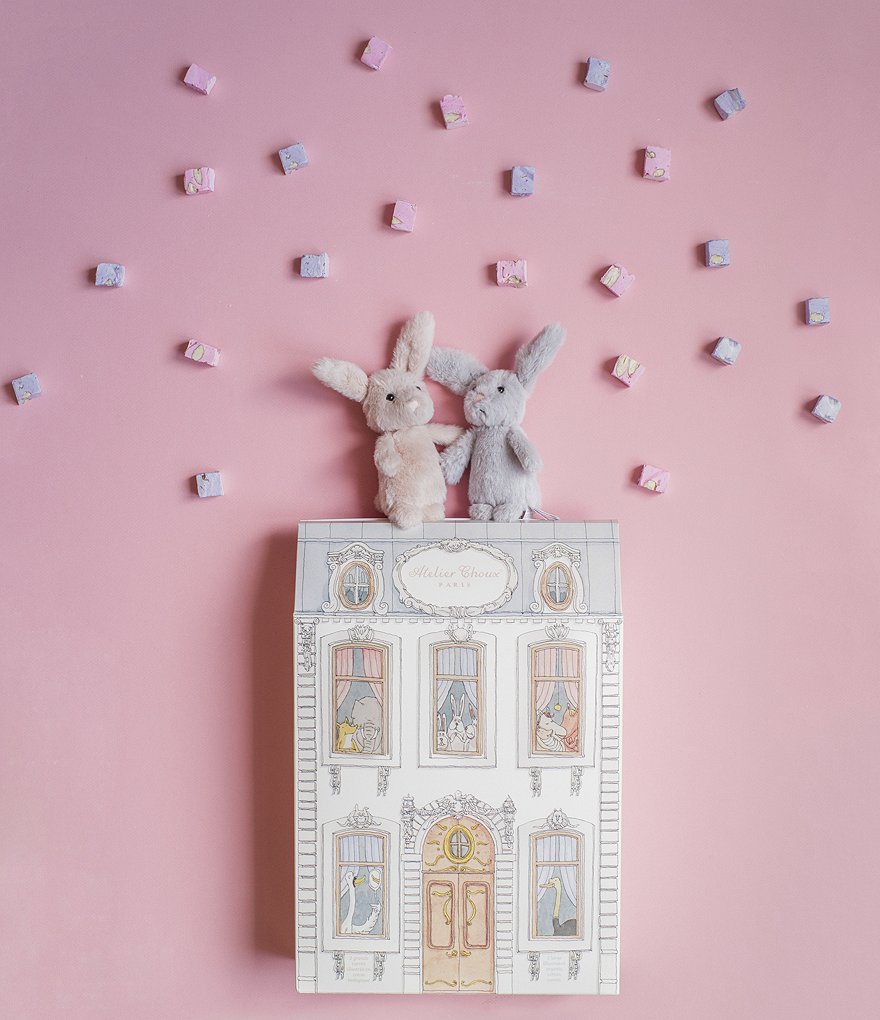 Atelier Choux Paris Organic Cotton Baby Dollhouse, Hot Air Balloon, Towers Bridge Swaddle Trio Gift Set