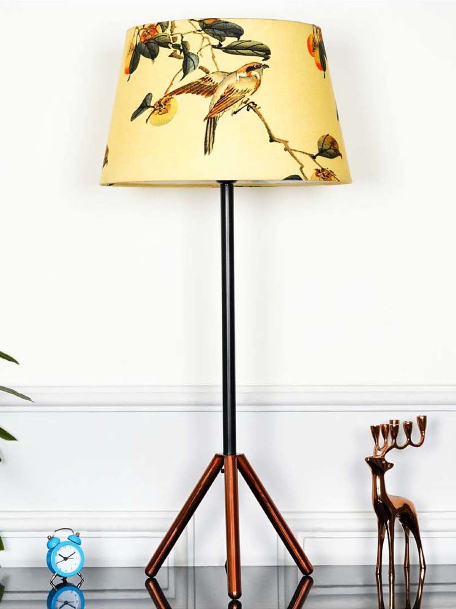 Kapoor Lamp Shades Black & Copper Metal Mizuko Table Lamp With Linen Shade
