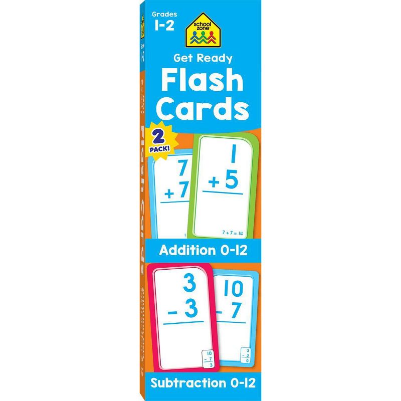 Get Ready Flash Cards 2-pack - Addition 0-12 & Subtraction 0-12, Grades 1-2 (School Zone Publishing)