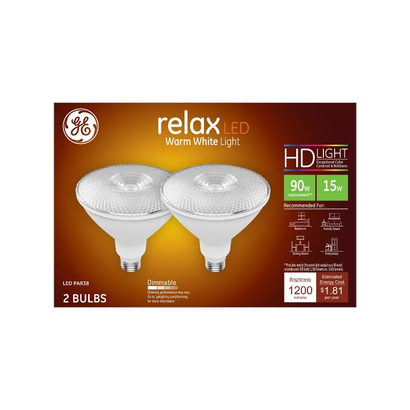 General Electric 2pk 90W Ca Relax LED Light Bulb SW Outdoor Par38 Dimming