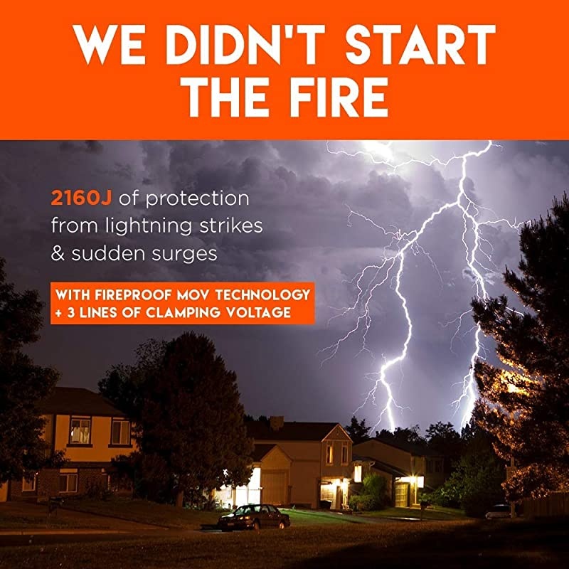 Power Strip Surge Protector with 8 RotatingOutlets Cable Management Flat Plug amp Fireproof MOV 2160 Joules of Surge Protection Expand Outlet Capacity amp Keep Your Gear Safe