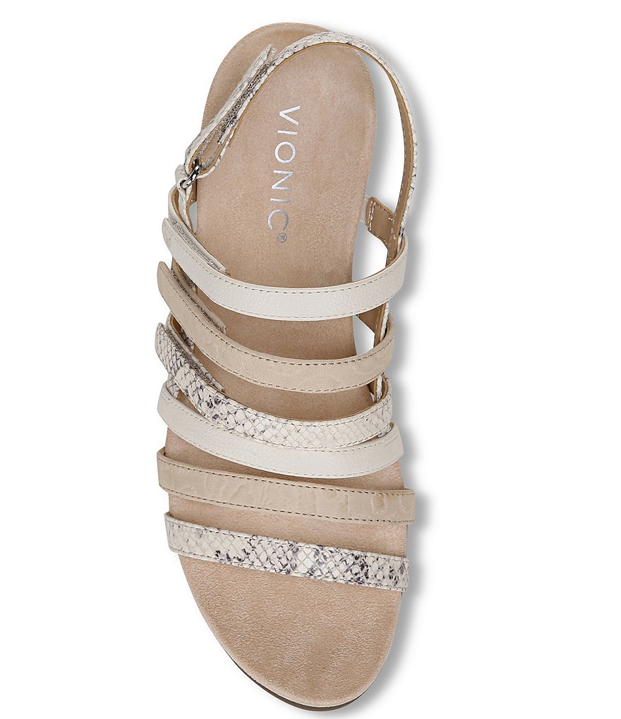 Vionic Tess Snake Print Leather Cork Wedge Sandals
