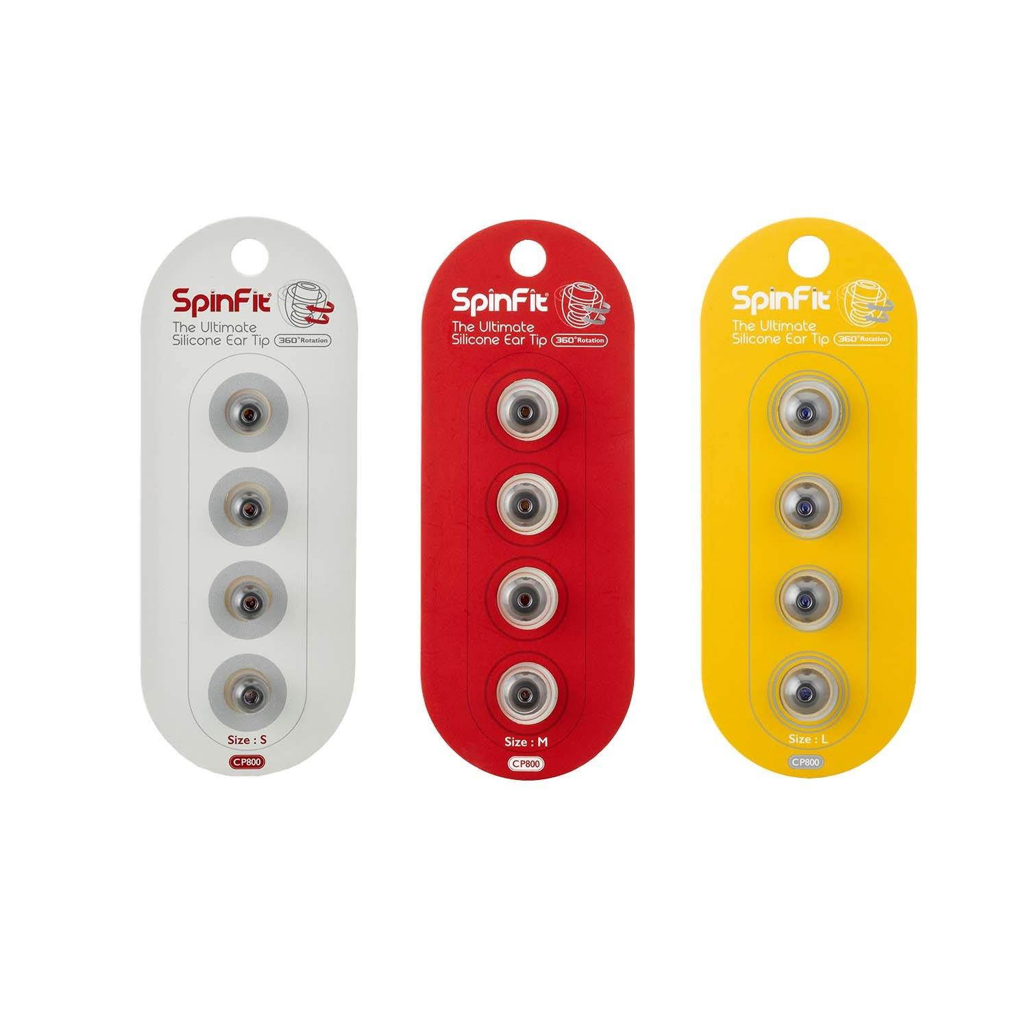 SpinFit CP800-M &ndash; Patented Silicone Eartips for Replacement (2 Pairs, Medium) (2mm Nozzle Dia.)