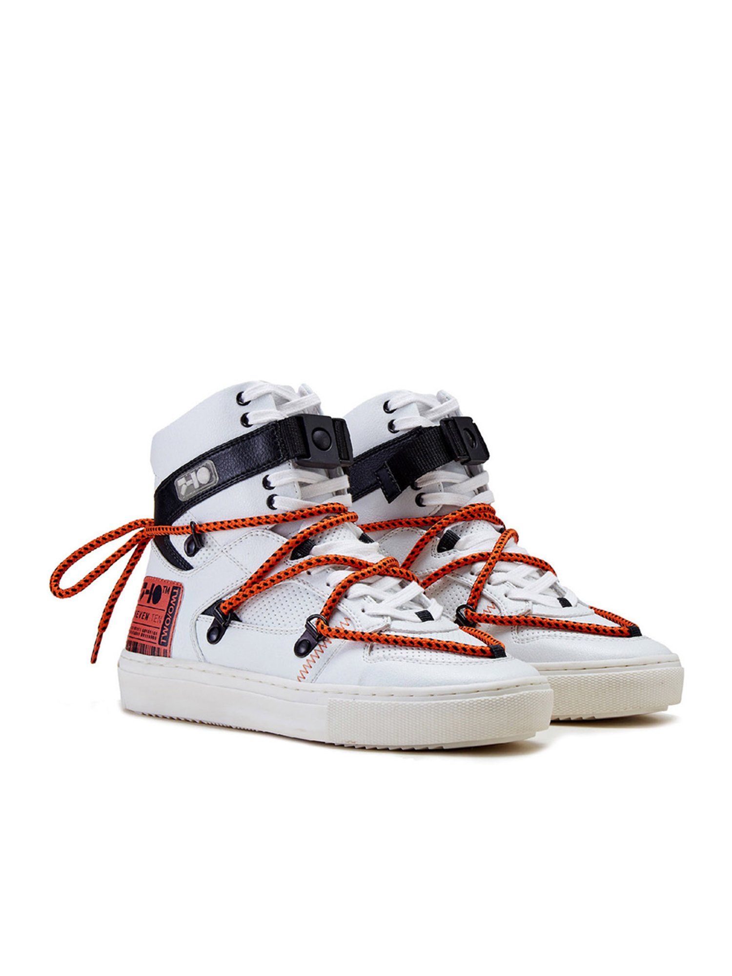 7-10 Women's 209 Elevate Street White & Orange High-Top Sneakers