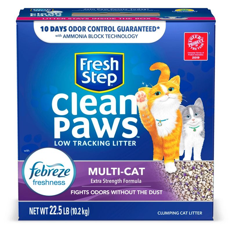 Fresh Step Clean Paws Multi-Cat with the Power of Febreze Scented Clumping Cat Litter - 22.5lbs