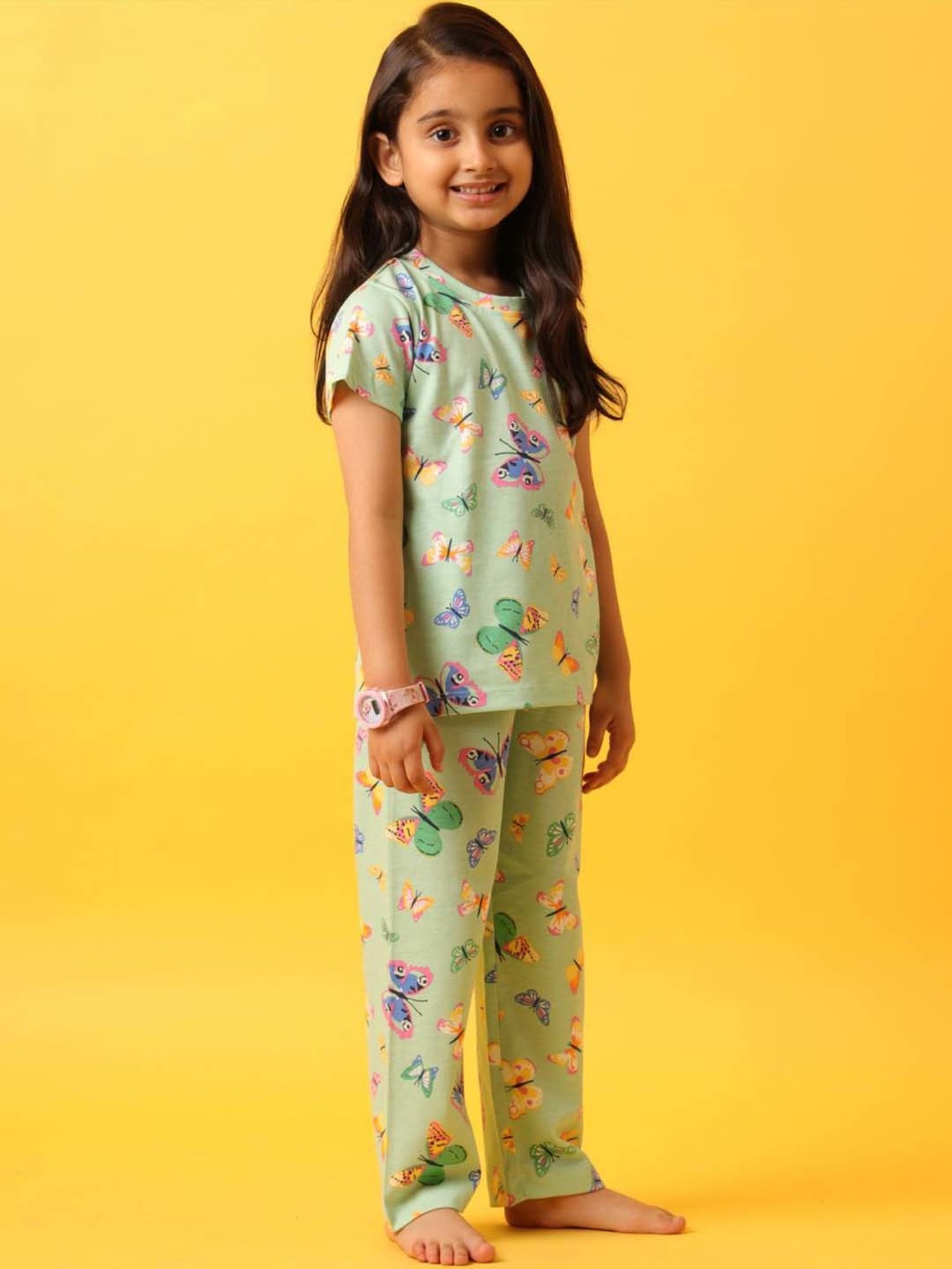 Anthrilo Kids Green Cotton Printed T-Shirt & Short