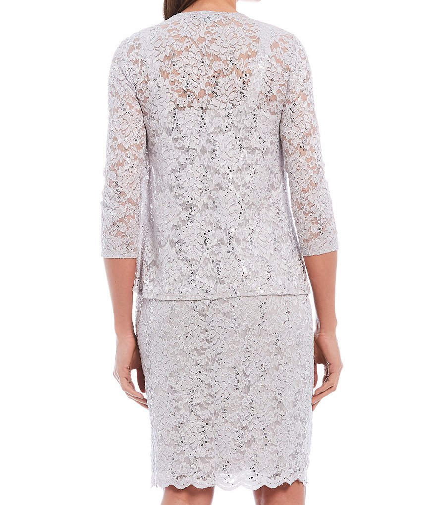 Marina Scalloped Glitter Lace 2 Piece Jacket Dress