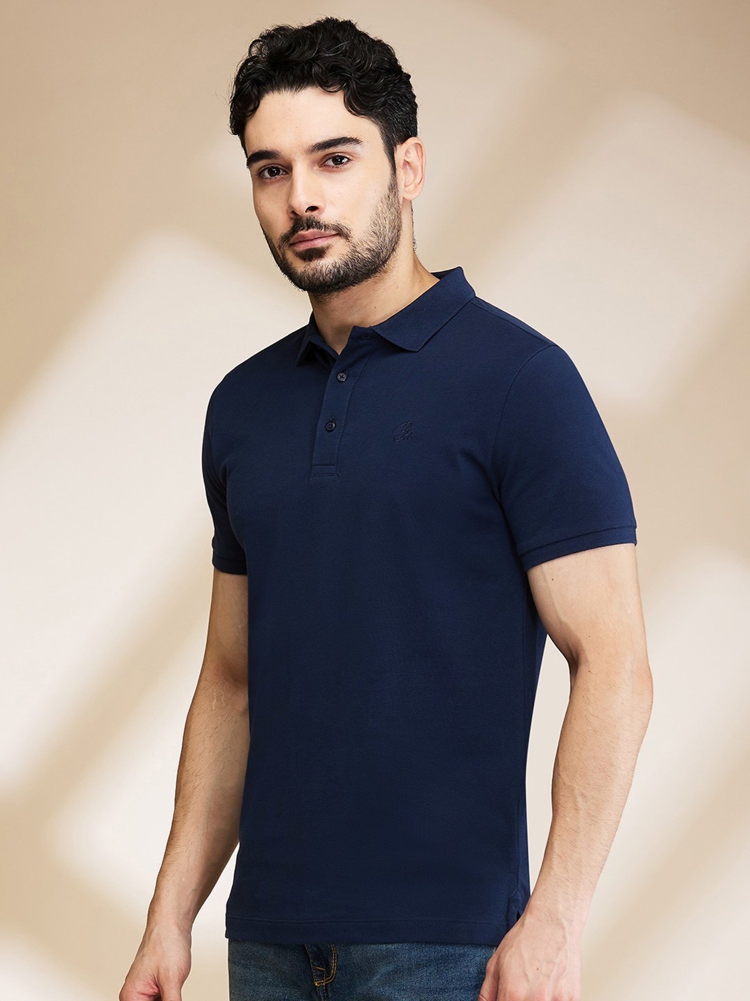 Being Human Navy Regular Fit Polo T-Shirt