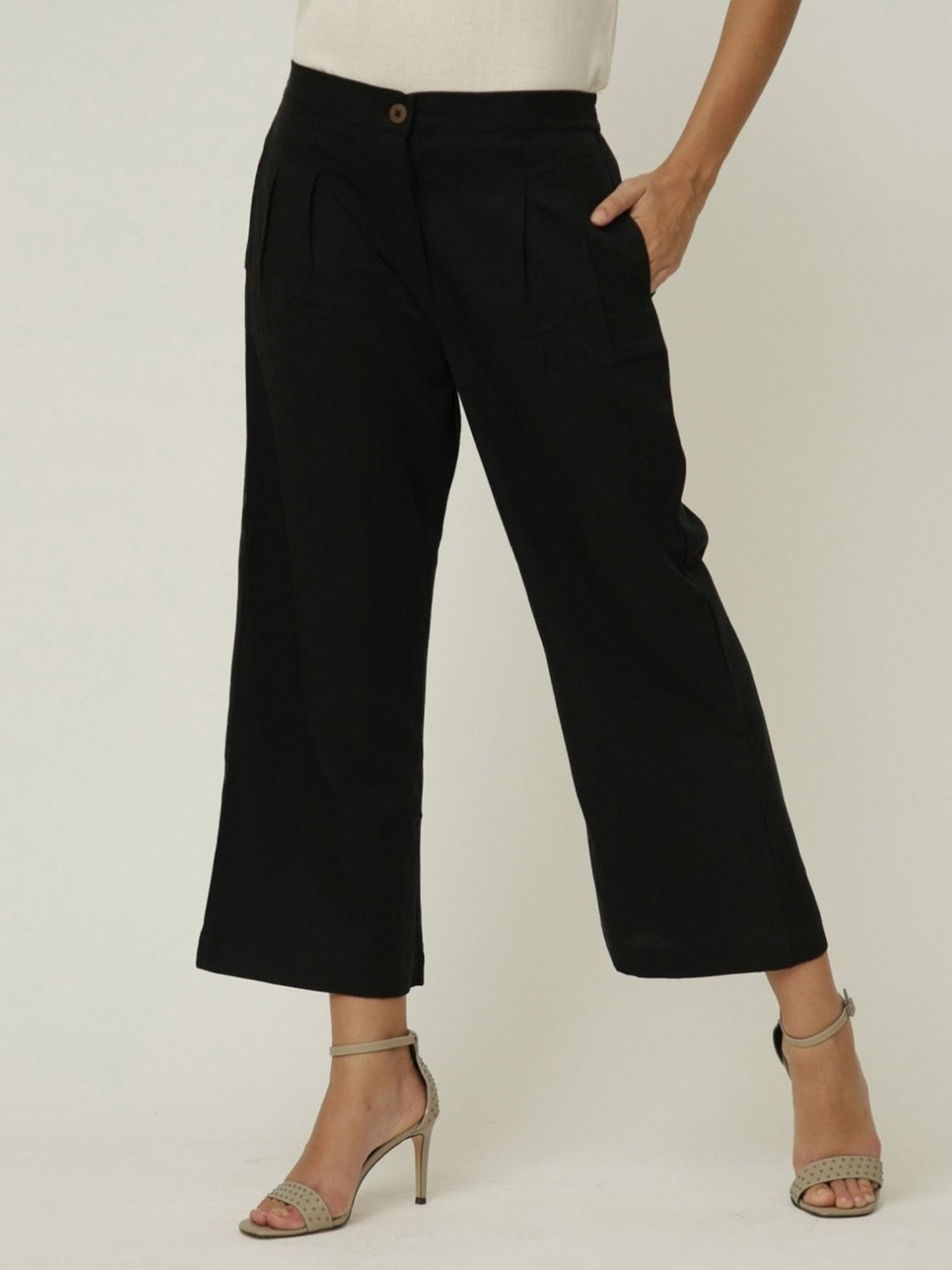 Saltpetre Elegant LInen Black Shirt with Trousers Co-ord Set