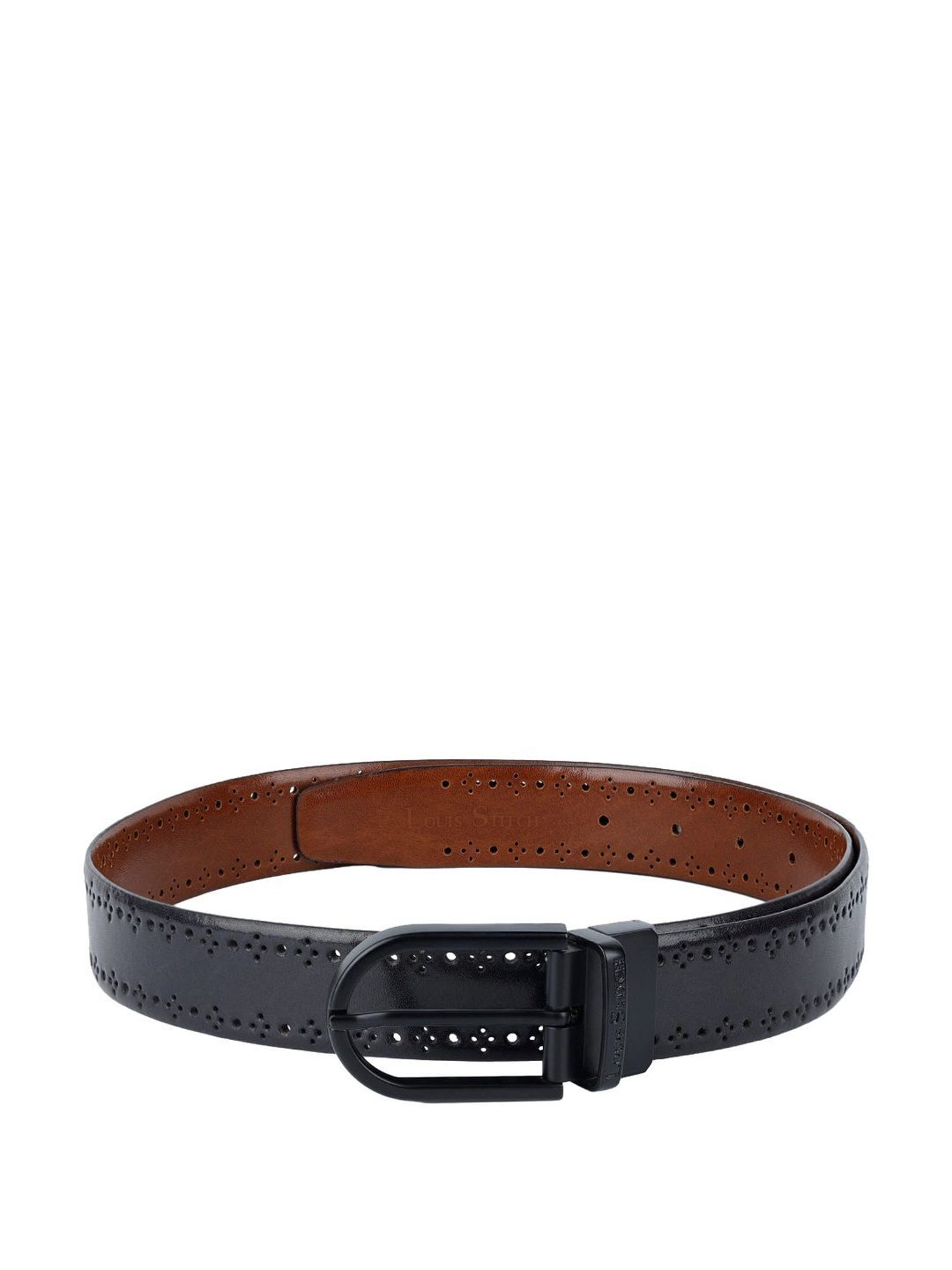Louis Stitch Spanish Black & Brown Leather Reversible Belt For Men