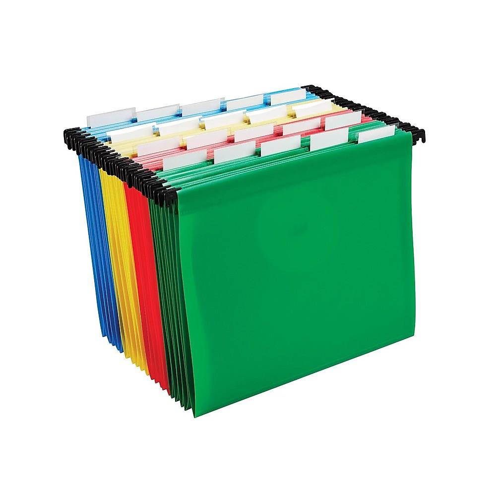 Staples Poly Hanging File Folders 5-Tab Letter Size Assorted Colors 20/BX
