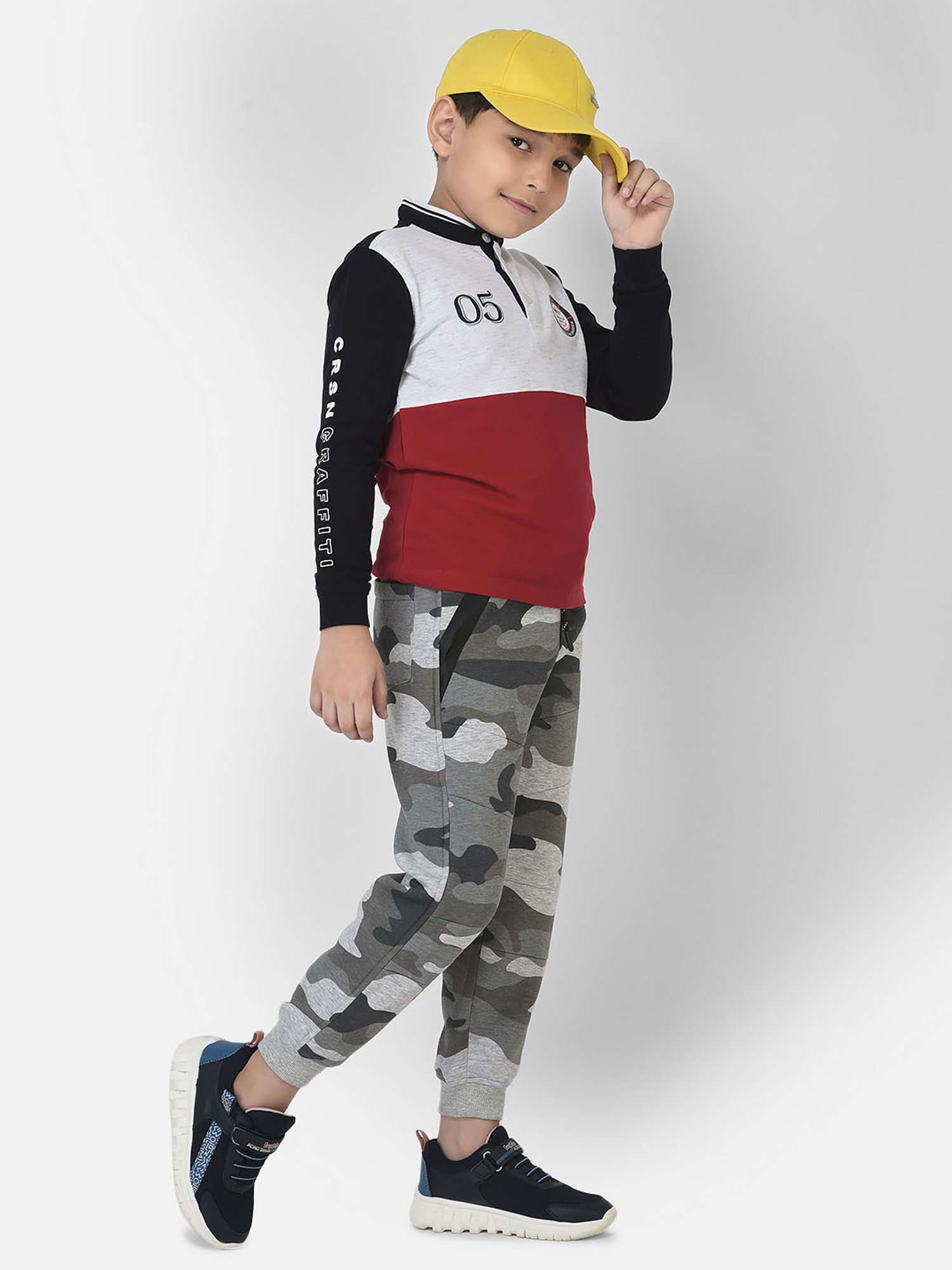 Crimsoune Club Boys Grey Camouflage Joggers