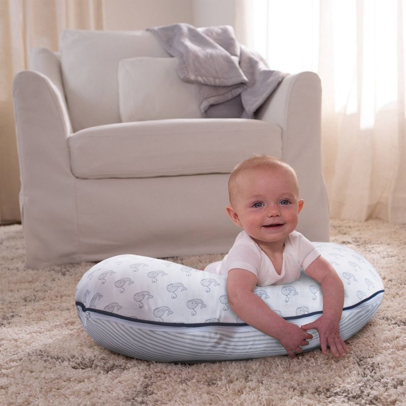 Boppy Organic Fabric Nursing Pillow Cover - Navy Little Whales